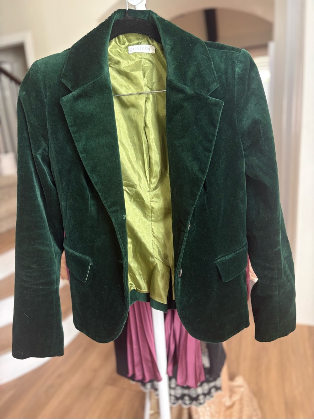 Vintage Dark Green Velvet Blazer - CHAIKEN
